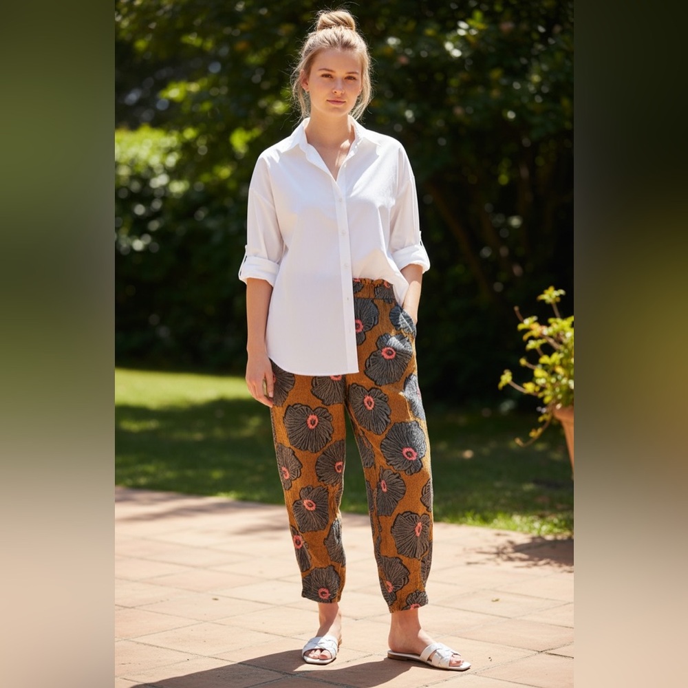 One ❤️ Clothing Los Angeles Mustard Floral Patterned Women's Pants